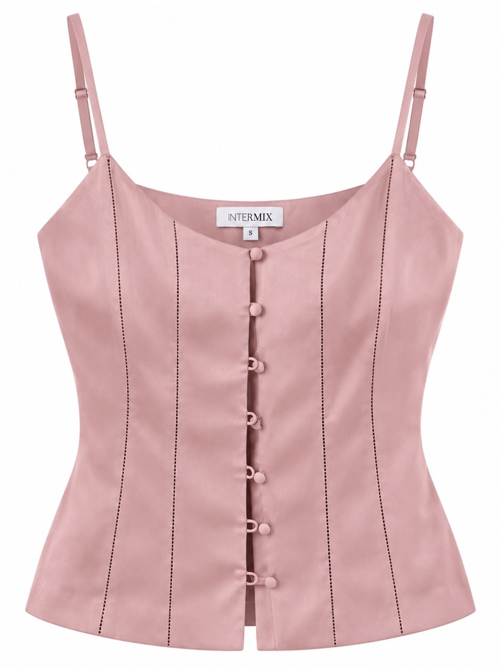 INTERMIX Rose Pink 100% Silk Button-Front Cami